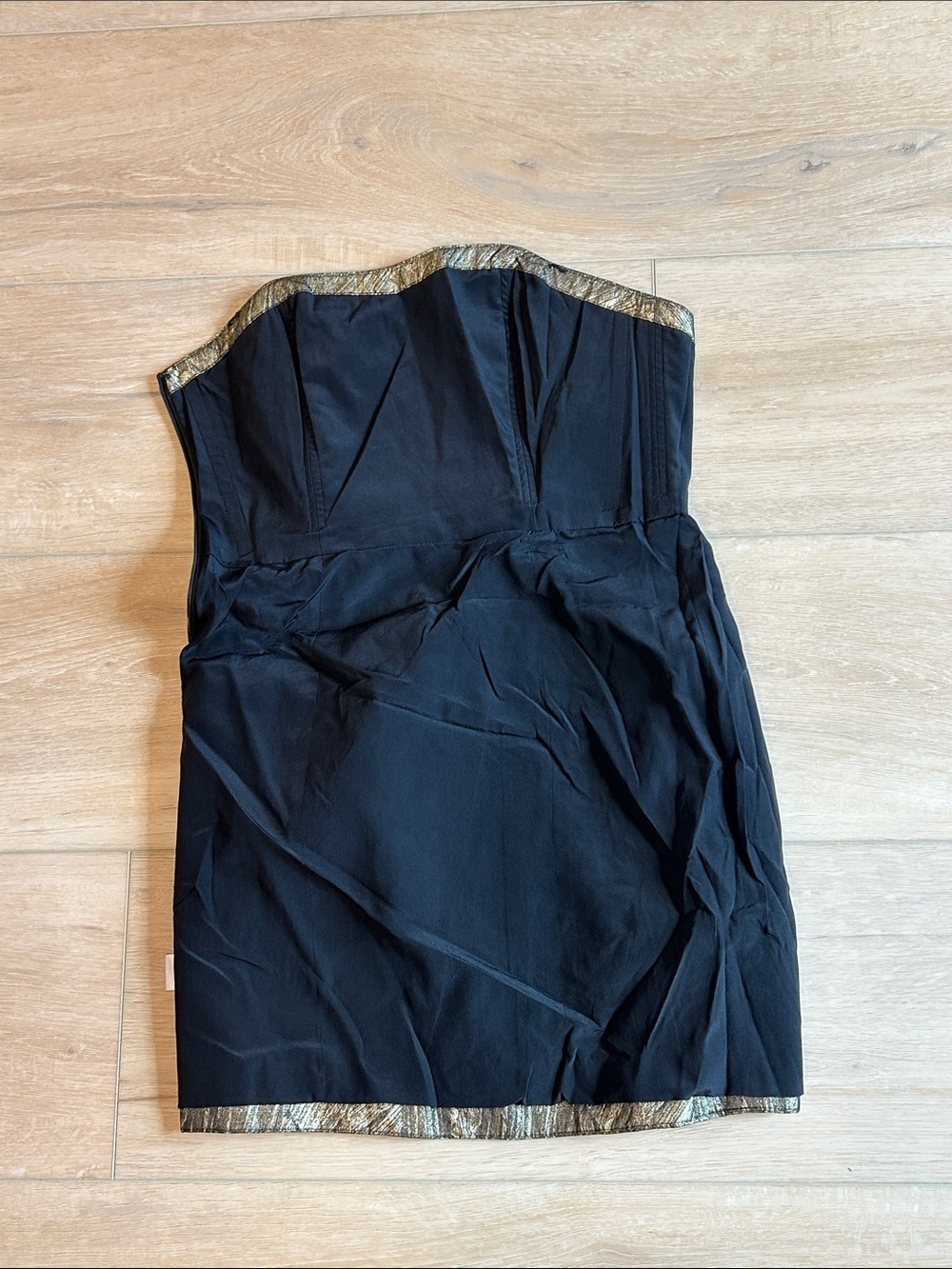 Haute Hippie Metallic Gold & Black Twist Front Strapless Mini Dress Small - Picture 10 of 16